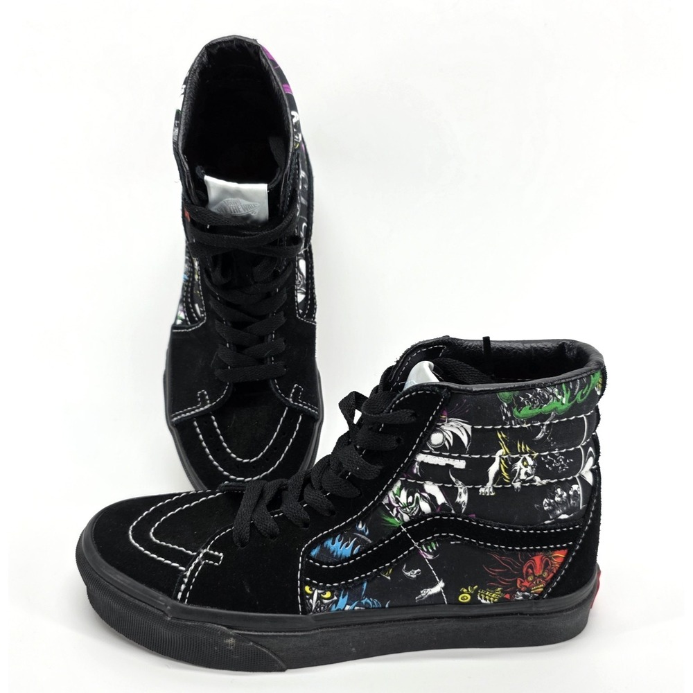 Vans Sk8-Hi Disney Villains Womens 6.5 Black Suede‎ Skateboarding Sneakers Shoes